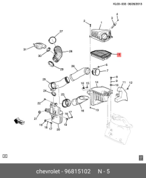 картинка Фильтр воздушный 96815102 19254733 JS Asakashi A52003 Sakura A65480 GM от интернет-магазина "АВТОИМПЕРИЯ", 